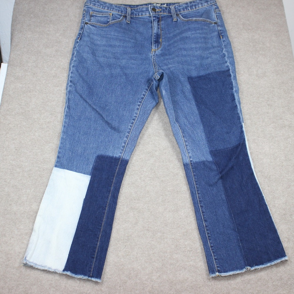 Universal‎ Thread High Rise Kick Boot Crop Patchwork Jeans Blue 14/32R